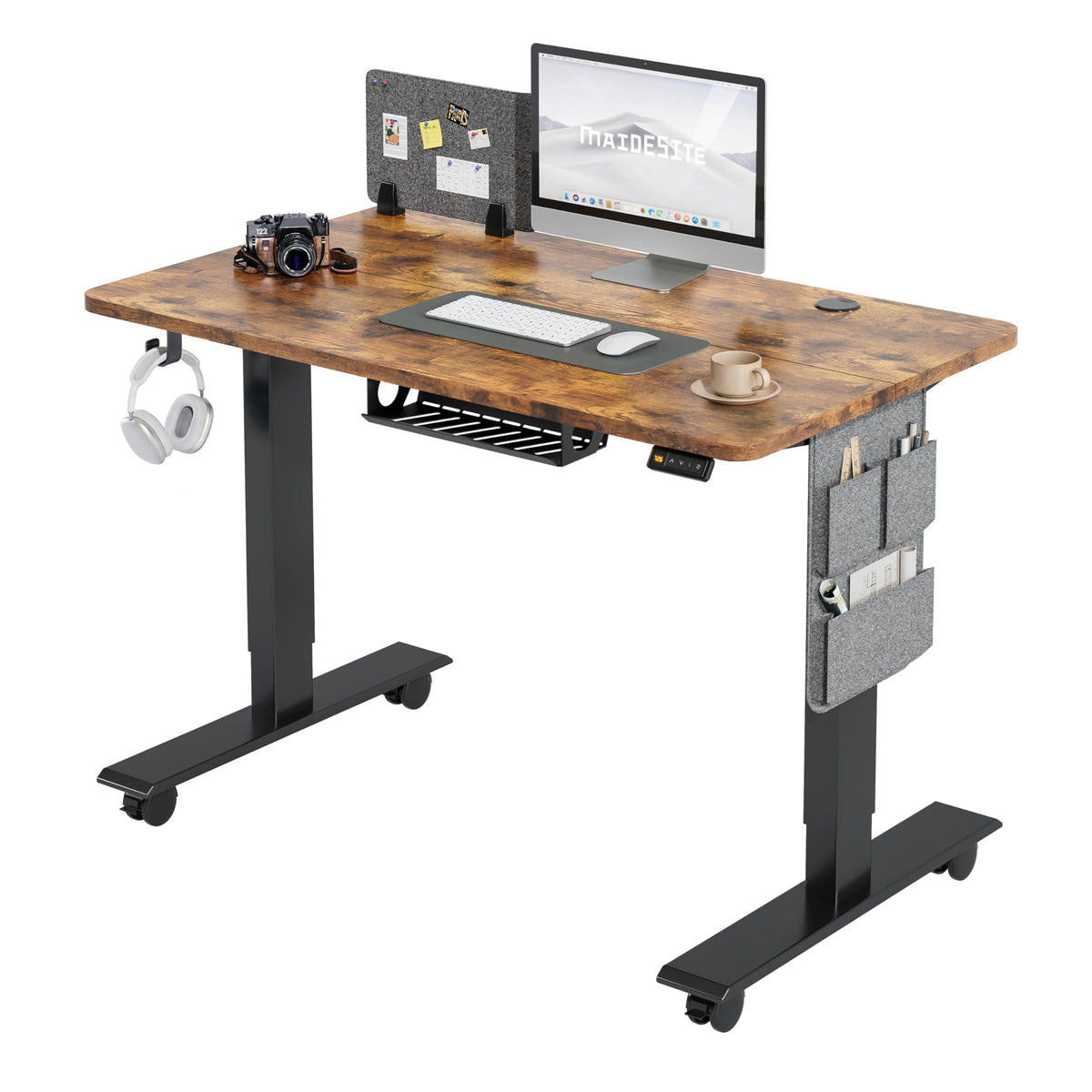 MAIDeSITe Electric Height Adjustable Standing Desk, 100x60cm Sit Stand Desk