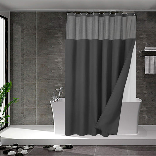 N&Y HOME Waffle Weave Shower Curtain with Snap-in Fabric Liner Set, 12 Hooks Included - Hotel Style, Water-Repellent & Washable, Heavyweight Fabric &
