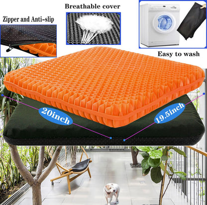 Plus Size Gel Seat Cushion, 50×50×4cm, Large and Thick Supportive Seat Cushion for Pressure Relief for Buttock, Sciatica, Tailbone Pain