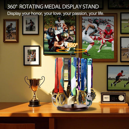 Enjoyard 360° Rotating Medal Holder for 30+ Medals Medals Stand for Football Running Swimming Choice for Honor
