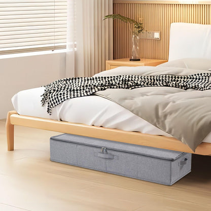 YheenLf 2-Pack Under Bed Clothes Storage Bgas with Lid, Foldable Wardrobe Organiser with Reinforced Handles for Blanket, Sheets, Clothing, Shoes,