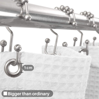 Barossa Design Cotton Blend Shower Curtain Extra Wide 108 Inch - Honeycomb Waffle Weave, Hotel Luxury & Spa, Heavy Weight Fabric, Washable - White