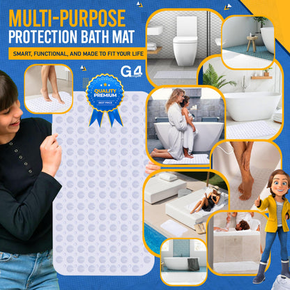 Bath Mat Non Slip Anti Mould 70cm x 38cm With Strong Suction Cups & Drain Holes Shower Mats PVC Bathroom Mat Machine Washable