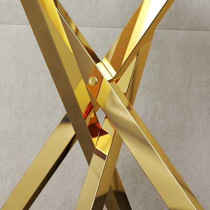 GOLDFAN Small Glass End Table with Gold Legs for Living Room Square Side Table Modern Contemporary Nightstand for Bedroom
