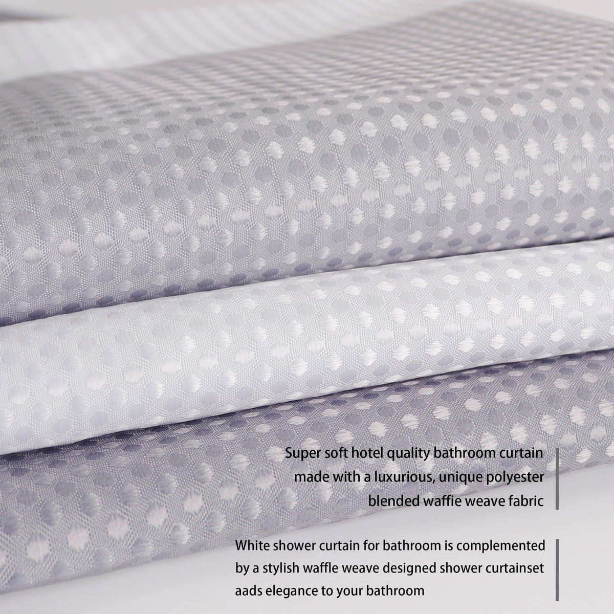 maifey Shower Curtain for Bathroom, Waffle Fabric Heavy Duty Waterproof Wet Room Grey Shower Curtains Heavy Duty Bath anti-fouling with 12 Hooks 180