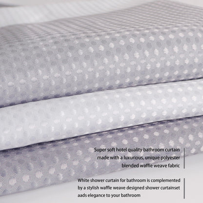 maifey Shower Curtain for Bathroom, Waffle Fabric Heavy Duty Waterproof Wet Room Grey Shower Curtains Heavy Duty Bath anti-fouling with 12 Hooks 180