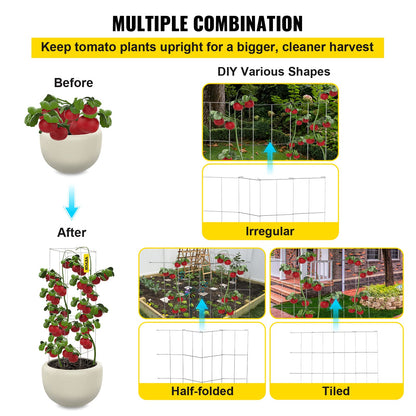 VEVOR Tomato Cages, 11.8" x 11.8" x 46.1", 5 Packs Square Plant Support Cages, Silver PVC-Coated Steel Tomato Towers for Climbing Vegetables, Plants,