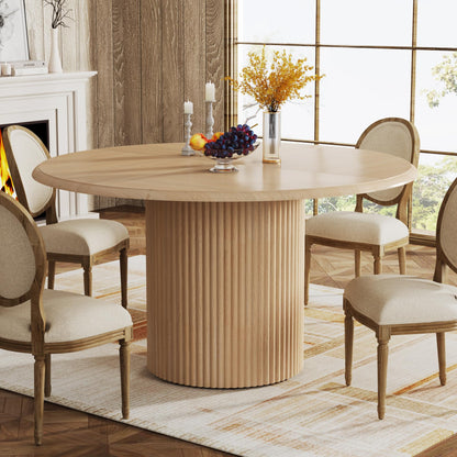 Tribesigns 47" Round Dining Table for 4, Farmhouse Kitchen Table with Metal Base, Modern Small Dinner Table for Dining Room,Kitchen