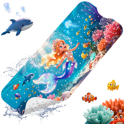 XIYUNTE Baby Bath Mats Non Slip Anti Mould, Cartoon Kids Bath Mat Non Slip, 100x40cm Extra Large Baby Shower Bath Mat with Suction Cups & Drain Holes