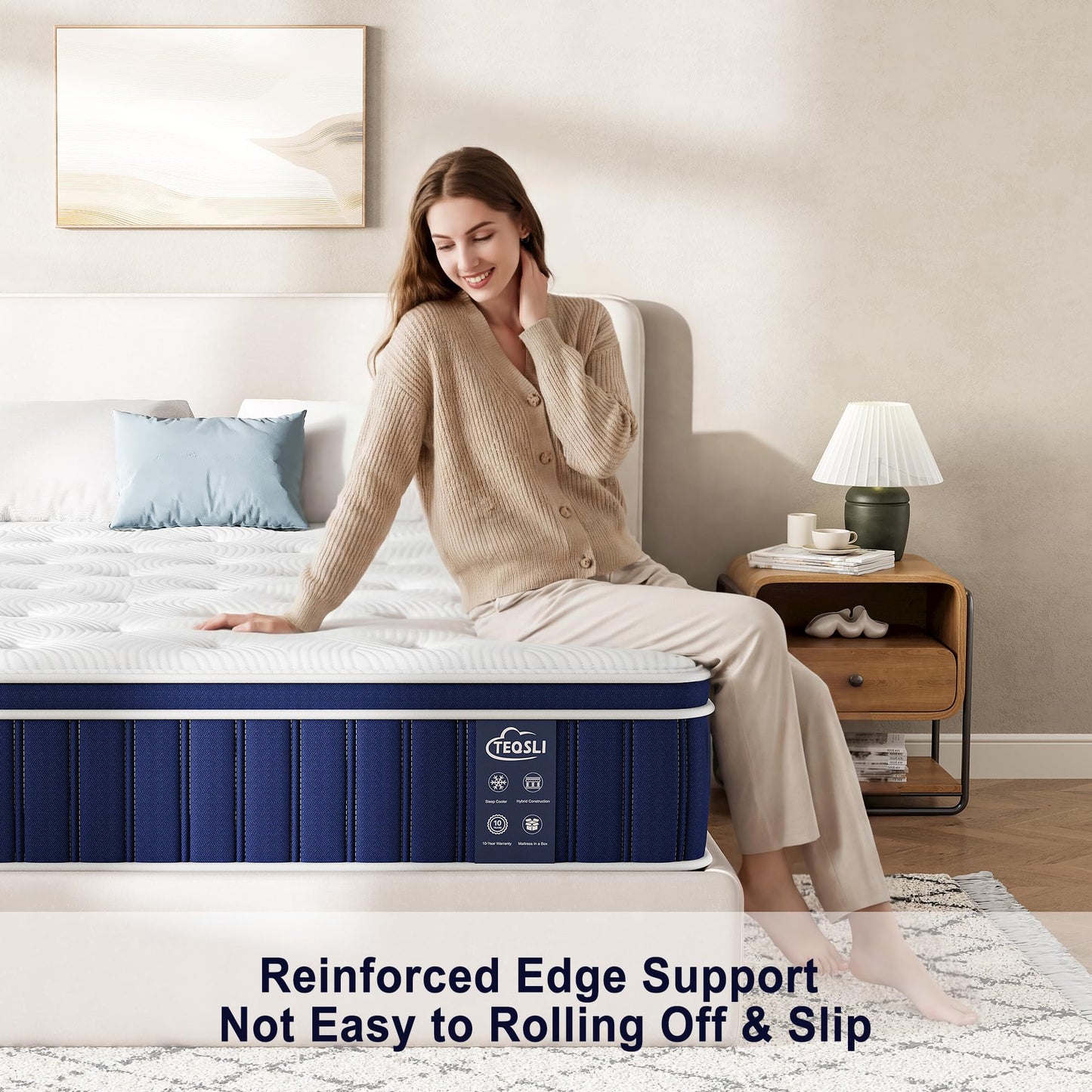 TeQsli 3FT Single Mattress Memory Foam Pocket Spring Hybrid 90x190x27 cm