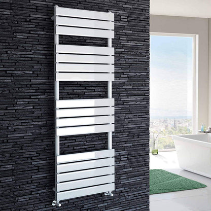 iBathUK Zerith Wall Mounted Flat Panel Heated Towel Rail, 16 Column Slim Flat Steel Hydronic Central Heating High Thermal Output Designer Bathroom