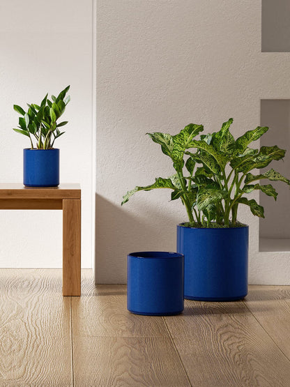 LE TAUCI 15+20+25 cm Plant Pots Set, Ceramic Planters for Indoor Plants, Mid-Century Modern Flower Planter Pots with Drainage Hole and Plug, Cylinder