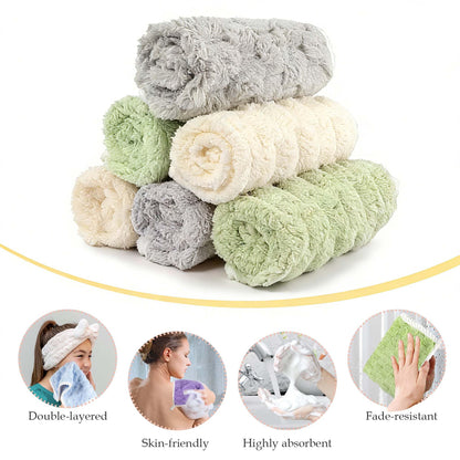 PHOGARY Flannel Face Cloth Pack 6, Reusable Microfibre Face Cloth, Makeup Remover Cloth Cleansing Cloths for Face