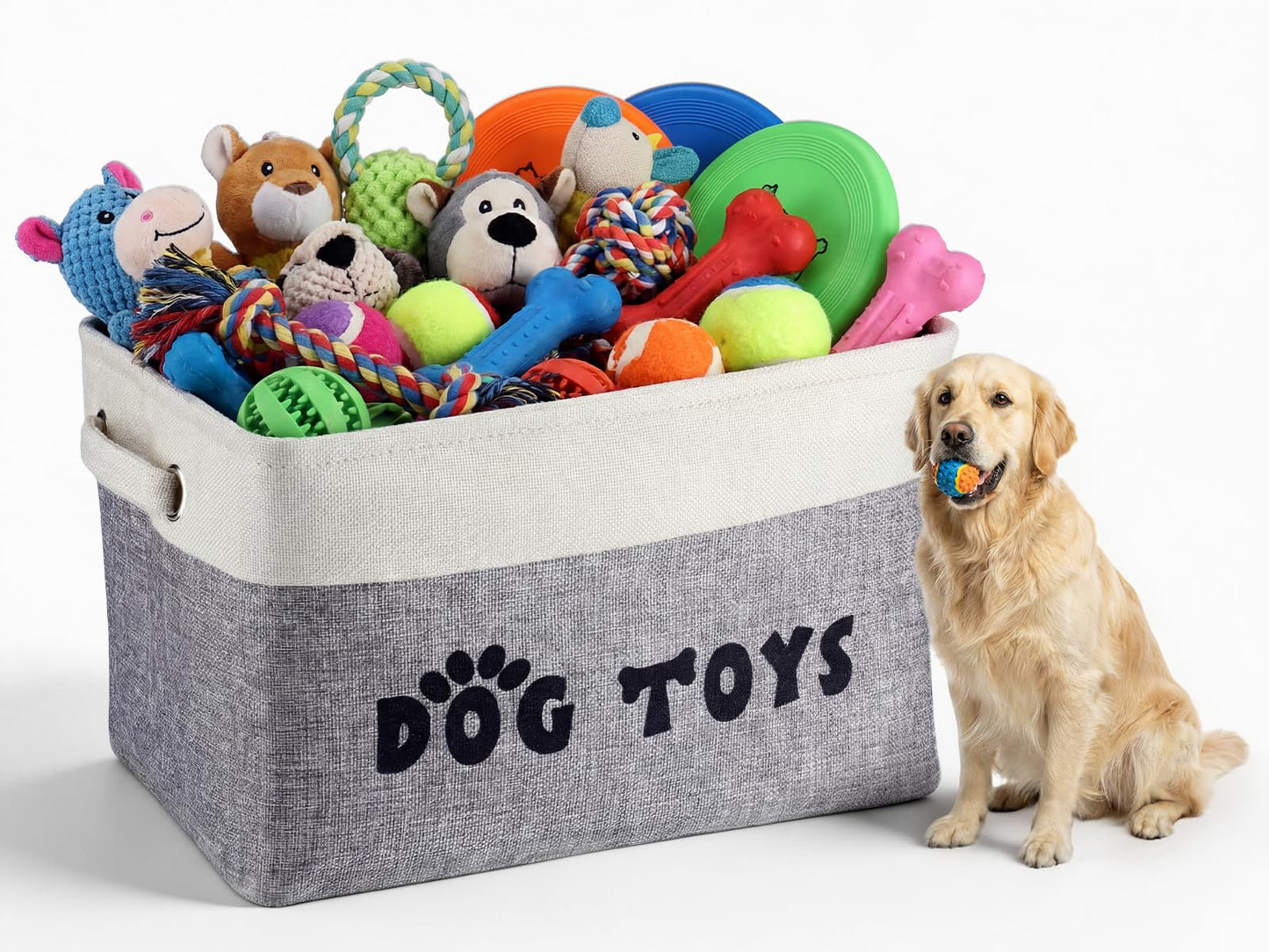 CGFN Dog Toy Basket, Dog Toy Box Storage Bin Box with Comfortable Handles, Personalised Large Pet Toy Storage Organizer for Accessories, Toys