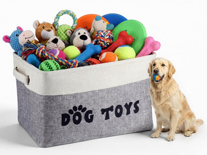 CGFN Dog Toy Basket, Dog Toy Box Storage Bin Box with Comfortable Handles, Personalised Large Pet Toy Storage Organizer for Accessories, Toys