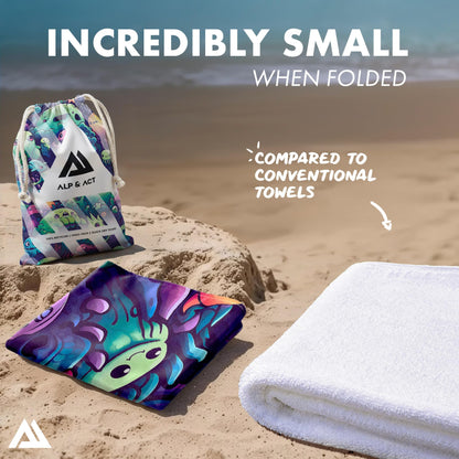 ALP & ACT Beach Towel XXL 200x90 cm - 100% Recycled Microfiber - SUPER LIGHTWEIGHT & Quick Dry - Large Microfiber Towels for Beach & Sun Lounger