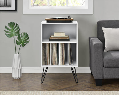 Ameriwood Harmony Turntable Stand, Wood Look White, 86.61 cm (H) x 52.58 cm (W) x 45.72 cm (D)