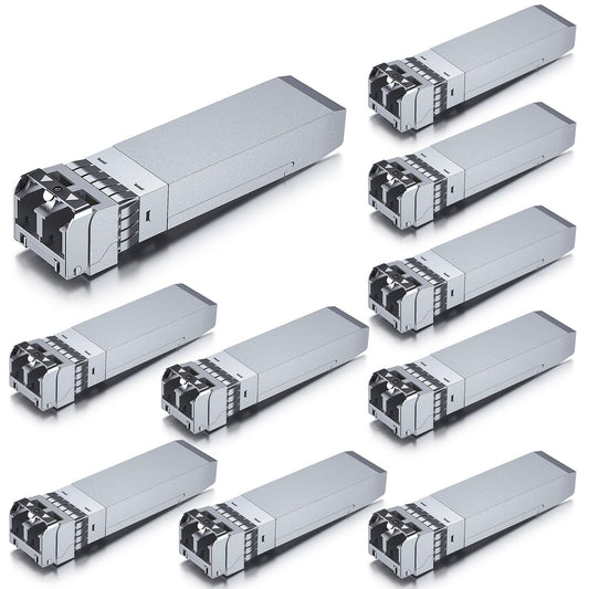 10Gtek [10 Pack 10Gb SFP+ SR Multimode Module 300-meter, 10GBase-SR LC Transceiver Compatible for Cisco SFP-10G-SR, Meraki, Mikrotik S+85DLC03D,