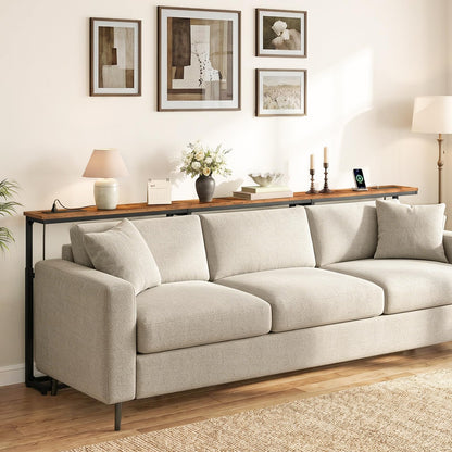 HOOBRO 200 cm Long Behind Sofa Console Table with 2 Power Outlets