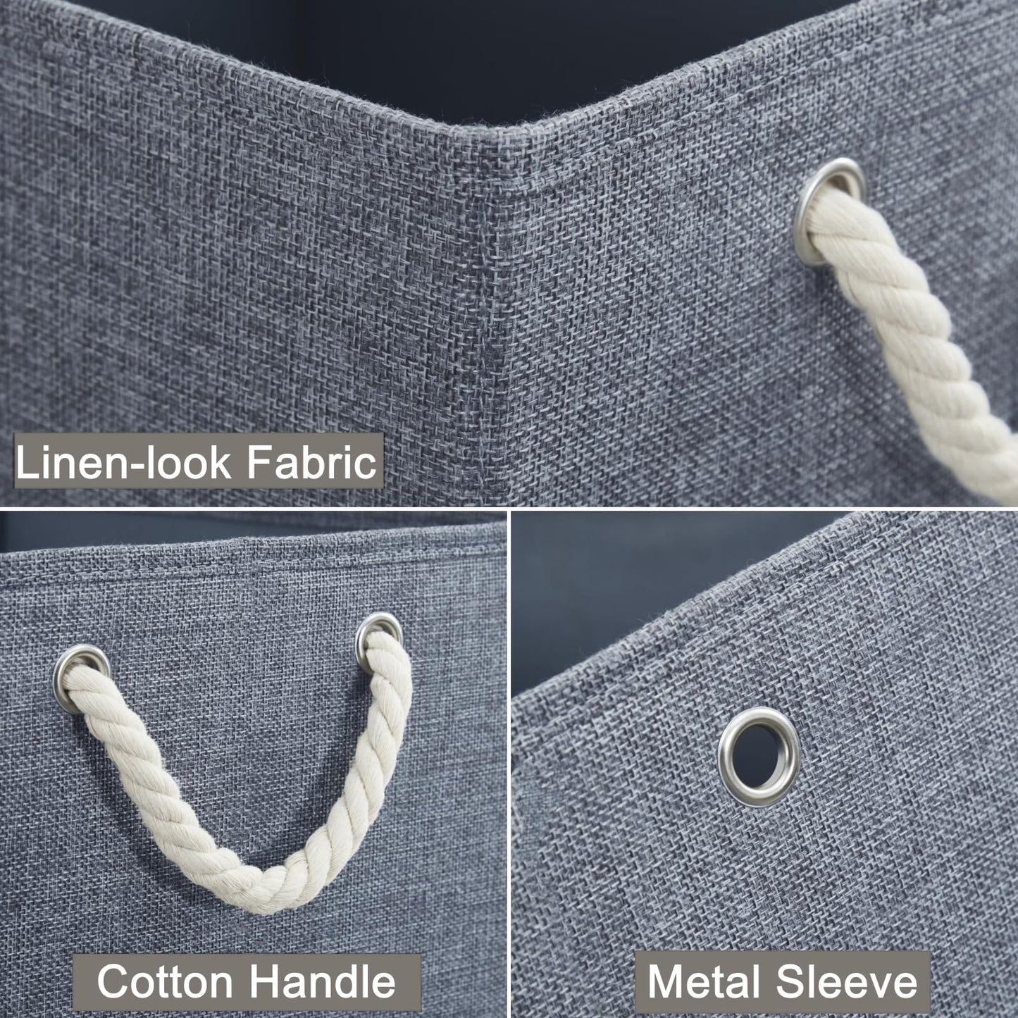 Mangata 4 Pack Storage Cubes for Shelves, Fabric Storage Boxes with Cotton Rope Handles Home Organization