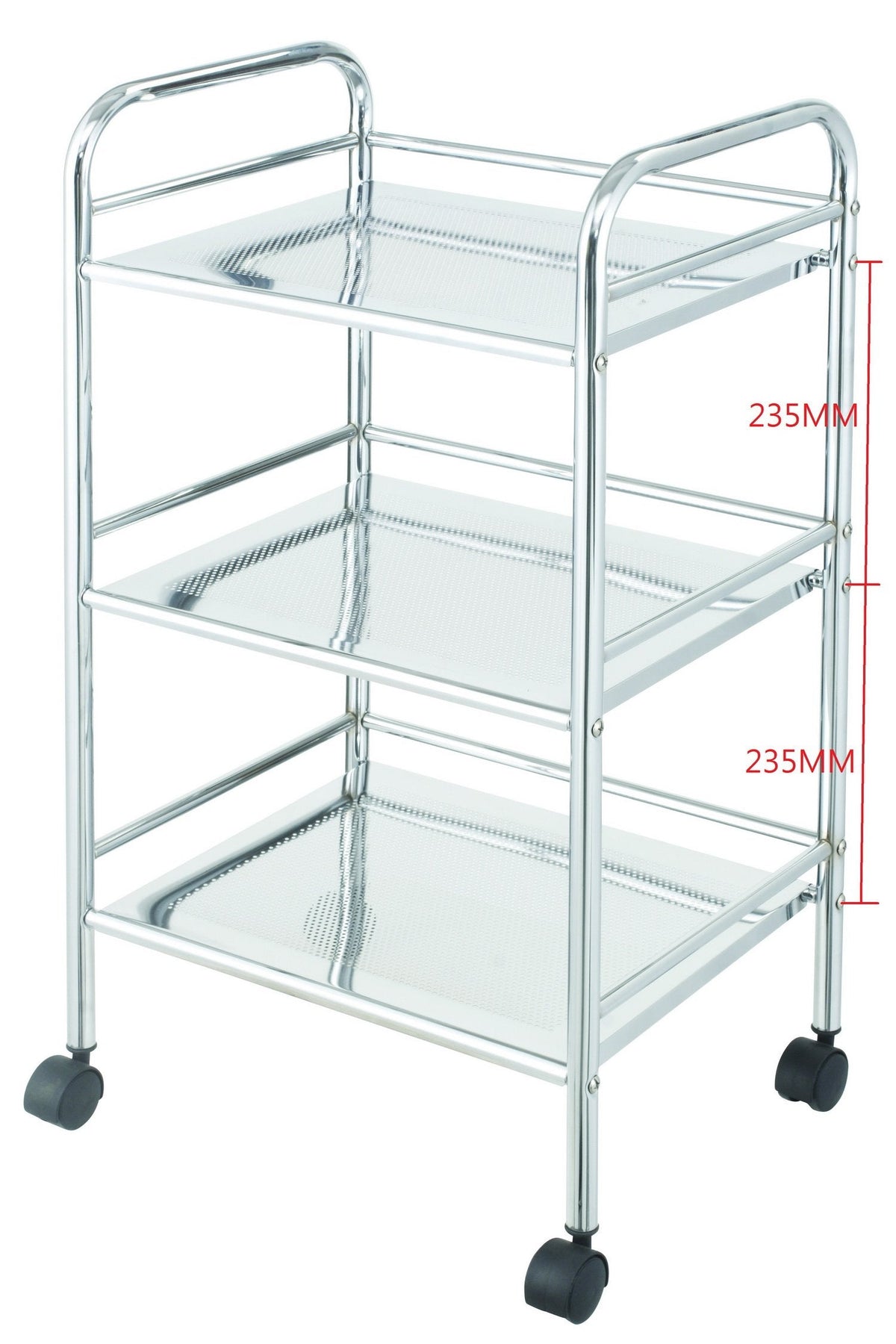 Aspect BR013 BATHROOM/KITCHEN STORAGE-LUCY 3 TIER SHELF TROLLEY-CHROME FINISH, Metal, 40x32x74cm