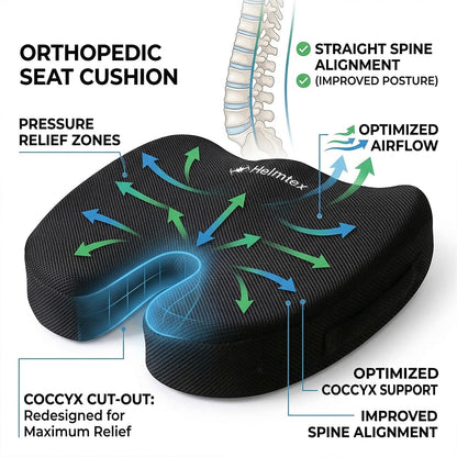 LS Memory Foam Seat Cushion for Office Chair Non-Slip Chair Cushion Pad with Back Support Comfortable Seat Pads for Office Desk Gaming Chair Car Seat