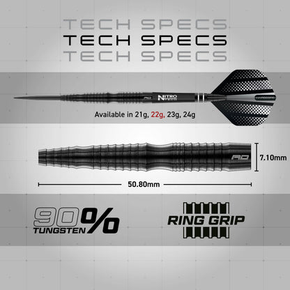 RED DRAGON Razor Edge Extreme 22 Gram Professional Tungsten Darts Set with Flights and Stems