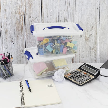 Nesmilers 6-Pack Plastic Boxes with Lid, 6 Liter Small Clear Storage Box