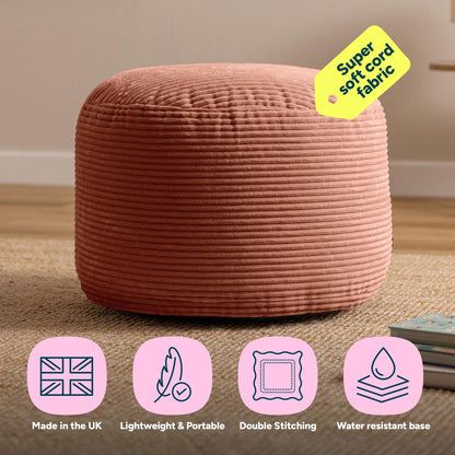 icon Milano Large Cord Bean Bag Footstool with Filling Included, Pink
