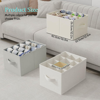 GUOHNHE Fabric Shoe Boxes, Fits 12-24 Pairs, 2 Pack, 42x32x26 cm, Beige