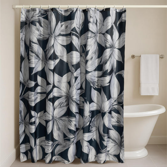 JEMIDI Shower Curtain, Dark Grey - Waterproof & Machine Washable Bathroom Curtains For Shower and Bathtub - Stylish Pattern with Stainless Steel