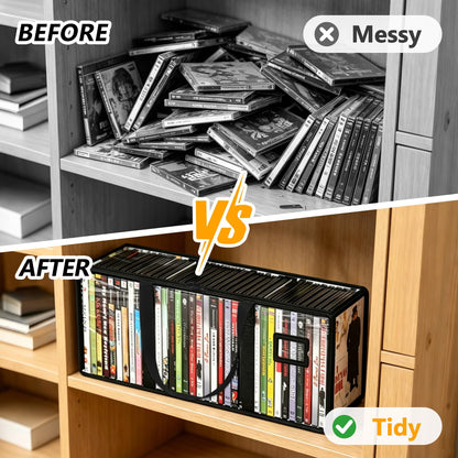 GNEGNI LIFE DVD Storage Bags, Clear PVC DVD Storage Boxes for 160 DVDs (40 Each), Portable CD Storage Boxes with Zipper & Handles