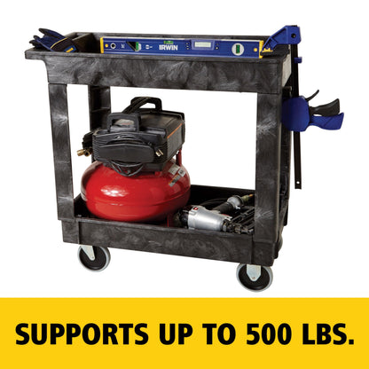 Rubbermaid Commercial FG9T6600BLA Service/Utility Cart, Two-Shelf, 300 lb capactiy, Black
