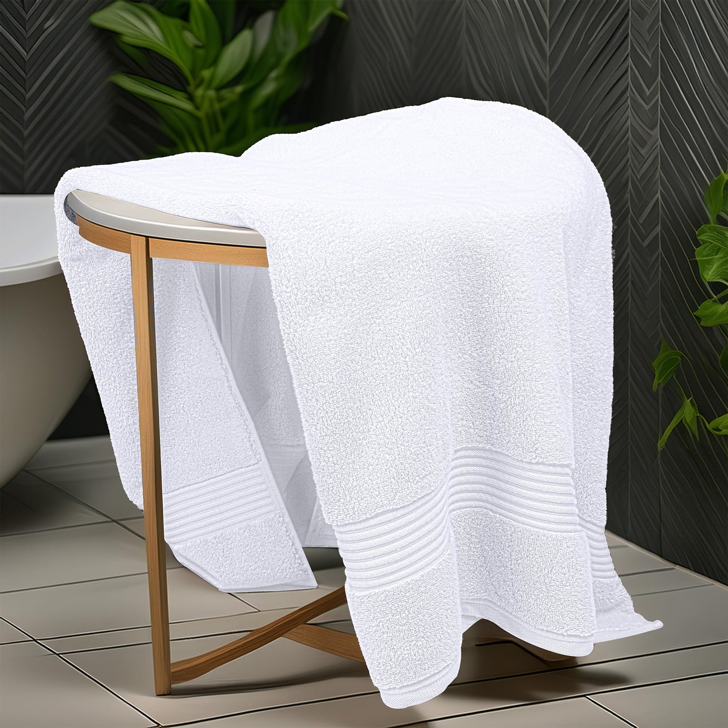 Luxury Set of 2 Jumbo Bath Sheets 100x150cm - Zero Twist 580 GSM (White)
