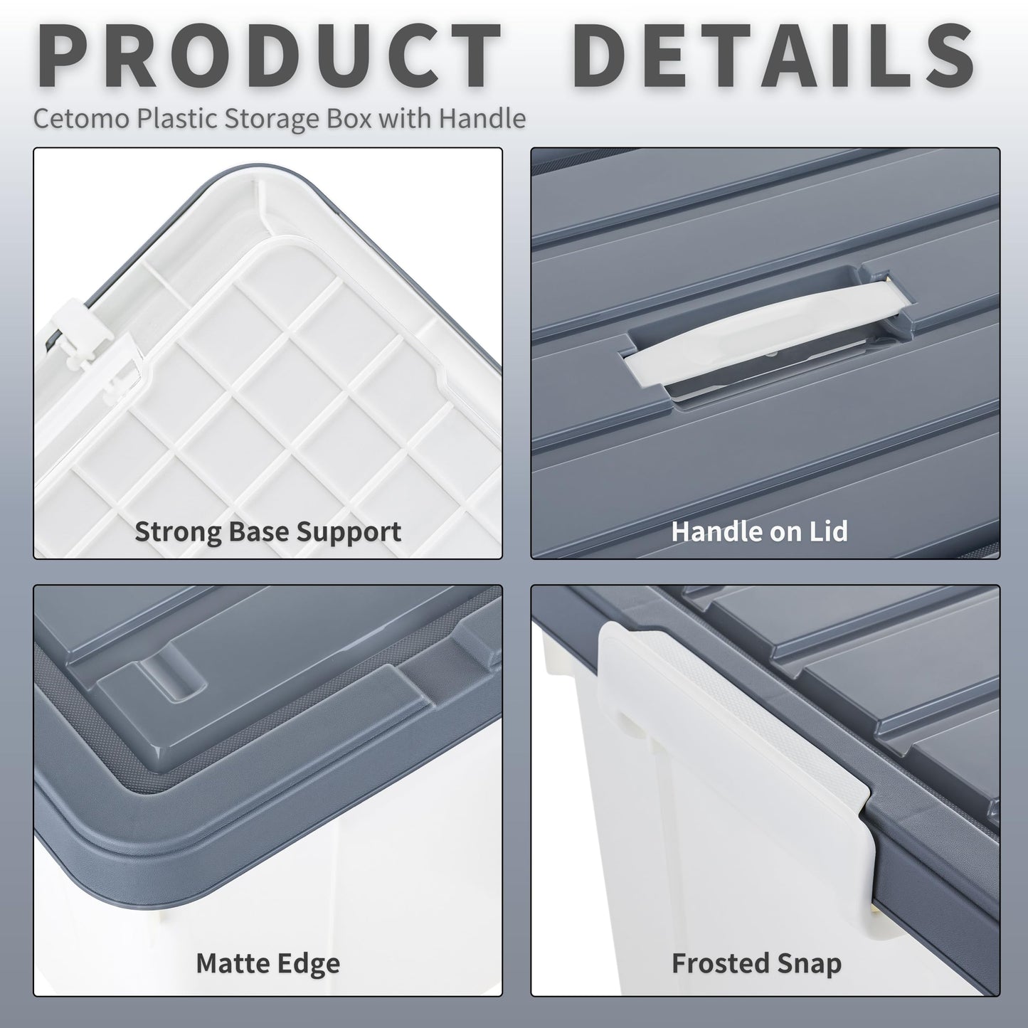 Cetomo 15L*6 Storage Boxes, Carry Plastic Storage Box with Lids, Organizing Container with Handle and Secure Latches