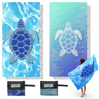 Anavasi 2 Pack Microfibre Beach Towels for Adults, 180 x 90 cm with Net Bag