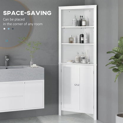 kleankin Triangle Bathroom Cabinet, Corner Bathroom Unit Freestanding White