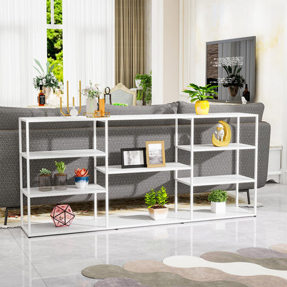 HDANI 180cm Extra Long Sofa Console Table,Narrow Modern Entryway Table Behind Couch with Storage Shelves,4 tier Shelf Bookshelf for Living