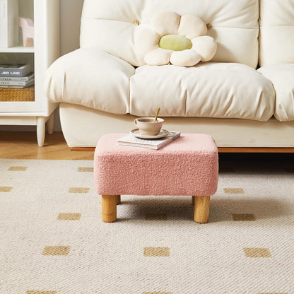 YMYNY Footstool, Rectangle Pouf Ottoman with Stable Wooden Legs, for Couch, Desk, Modern Soft Padded Seat, Change Shoes Stool for Living Room