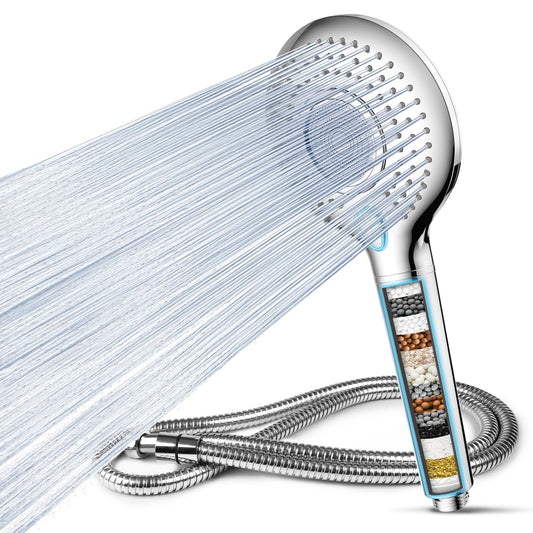 MEKO Hard Water Filter Shower Head, 15 Stage Shower Filter 3 Spray Modes High Pressure Shower Heads and 1.5m Hose, Residual Chlorine Remove Shower