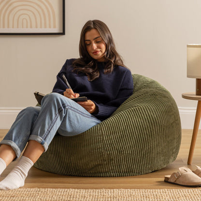 icon Kingston Cord Bean Bag with Filling Included, Set of 2, Green