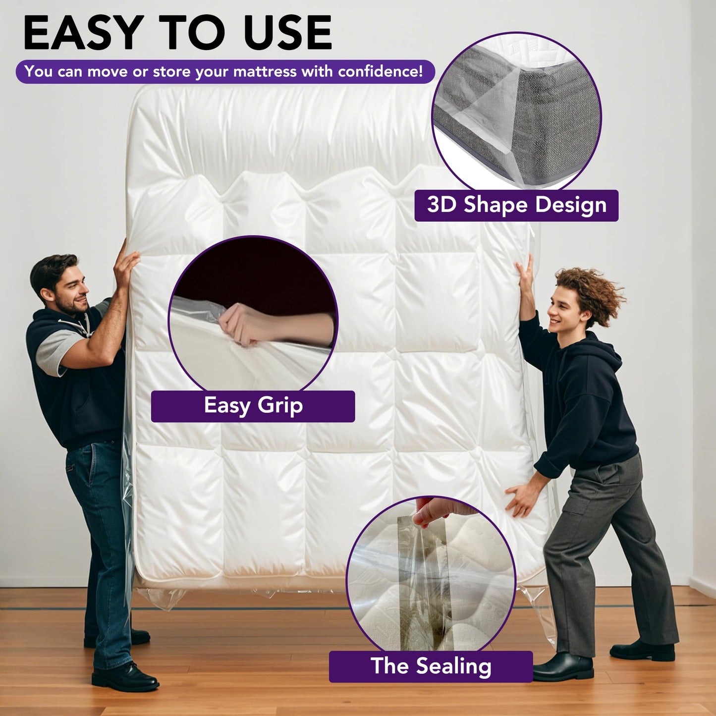 Mattress Bag for Moving and Storage, 5 Mil Heavy Duty Bed Mattress Cover, Mattress Protector Super Thick and Tear Resistant (Super King)