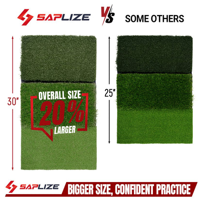 SAPLIZE 30"x15" Foldable 3-in-1 Golf Hitting Mat, Tight Lie, Rough and Fairway for Driving, Chipping, and Putting Training, Portable Golf Practice