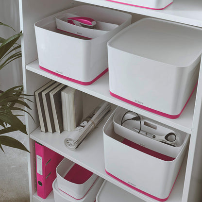 Leitz 18 Litre Storage Box with Lid, waterproof ABS, Pink Metallic