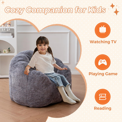 MAXYOYO Kids Floral Shaped Bean Bag Sofa, Includes Filling, Faux Fur Fabric