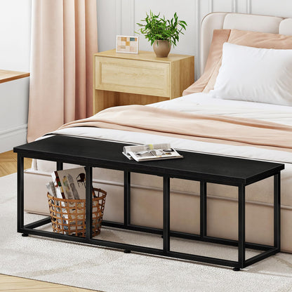 HOOBRO 120 cm Dining Bench, Industrial Indoor Kitchen Bench Seat, Easy Assembly, for Kitchen, Entryway, Bedroom, Black EBB45CD01
