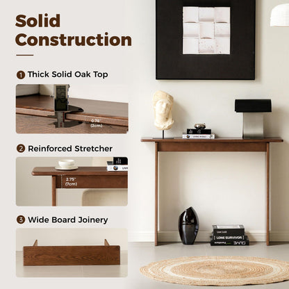 YESWOOD Solid Wood Console Table for Entryway, Narrow Entrance Table for Small Spaces, Modern Entryway Table with Wall-Fit Design