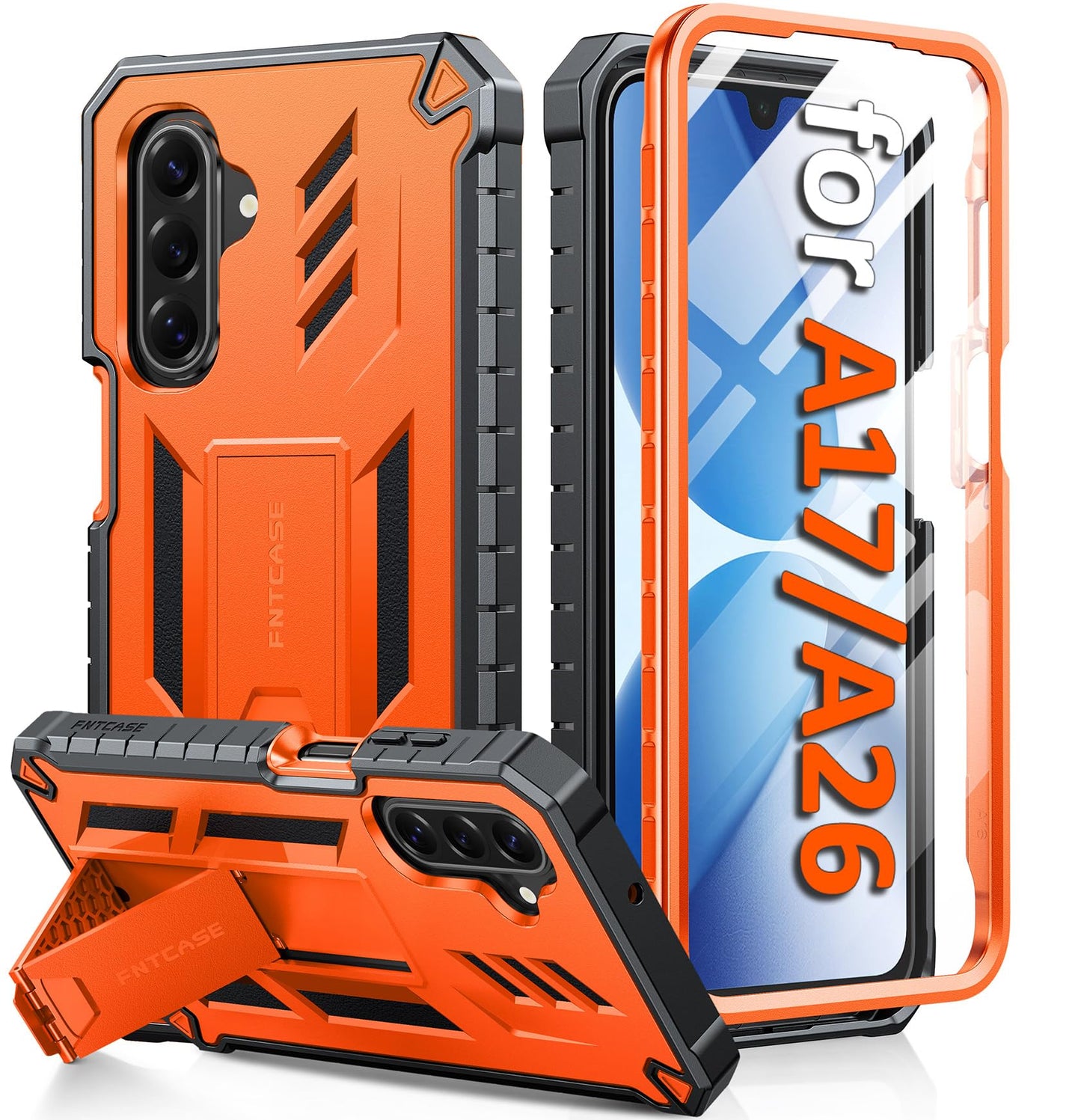 FNTCASE for Samsung Galaxy Phone Case: Military Grade Drop Proof Protection Mobile Cover with Kickstand | for A17/A26 4G/5G Case Matte Textured Rugged