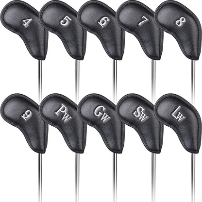 CRAFTSMAN GOLF Black Leather Iron Headcover Set 10pcs with No. on Both Sides Magnetic Closure?