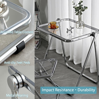 KAIHAOWIN Acrylic Folding Table, Space Saving Small Desk for Home Office, TV Tray, Computer Desk for Small Spaces, No Assembly Required